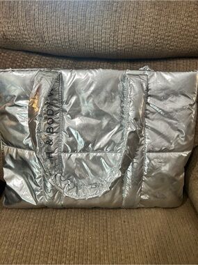Bath & Body Works Metallic Silver Puffer Travel Tote